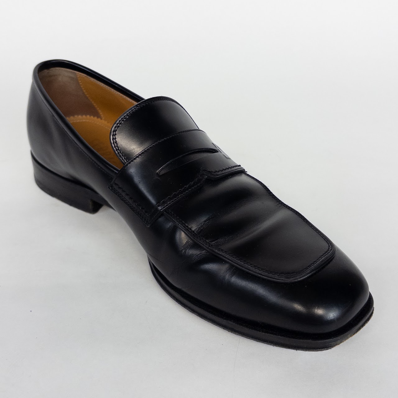 Salvatore Ferragamo Black Leather Penny Loafers