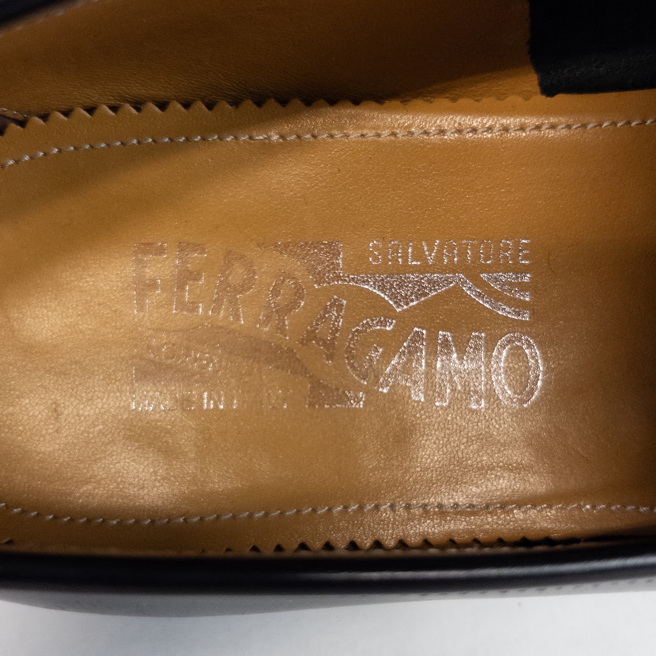 Salvatore Ferragamo Black Leather Penny Loafers