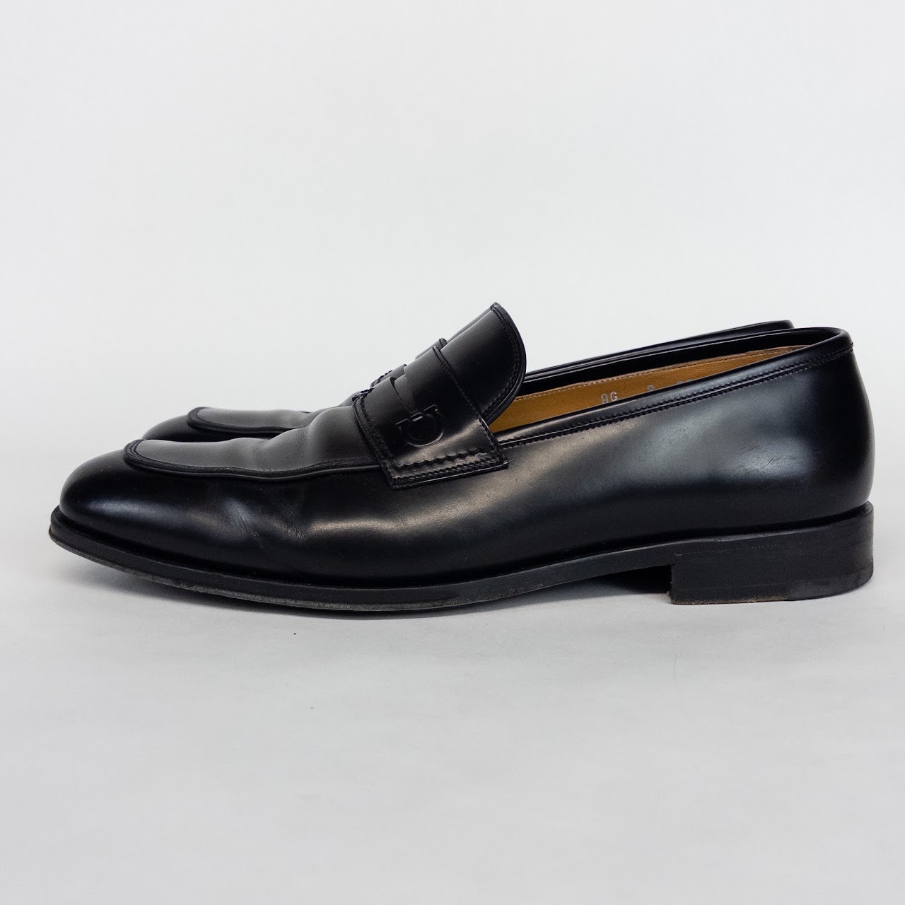 Salvatore Ferragamo Black Leather Penny Loafers