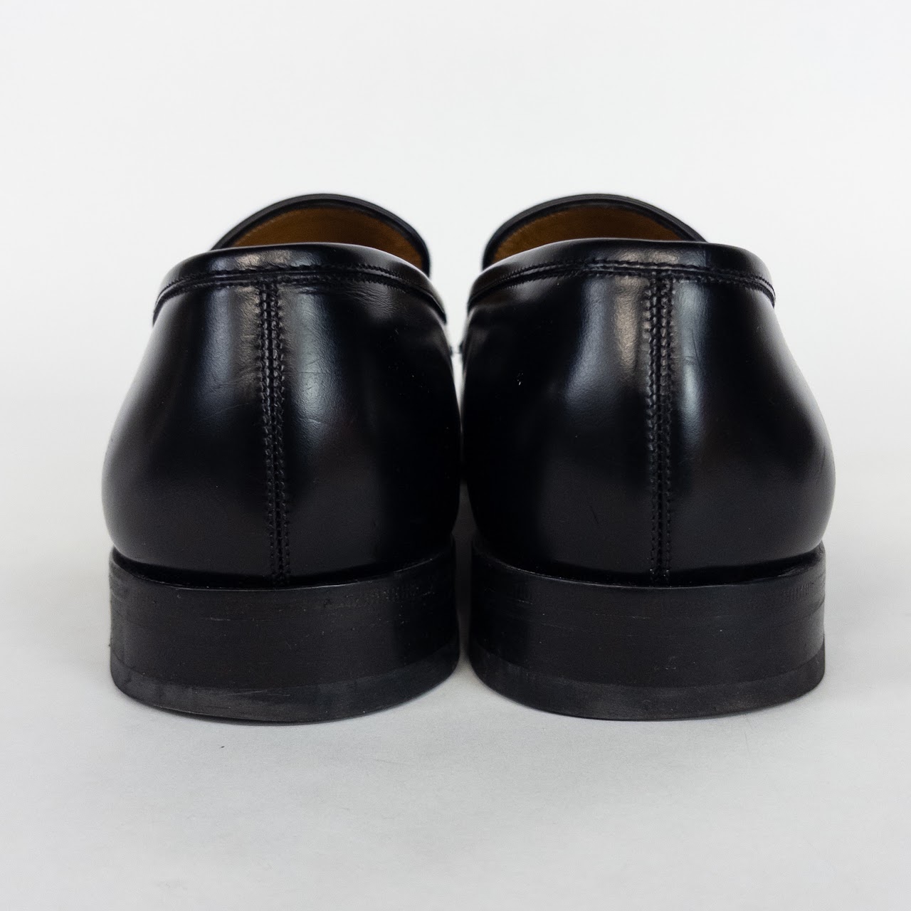 Salvatore Ferragamo Black Leather Penny Loafers