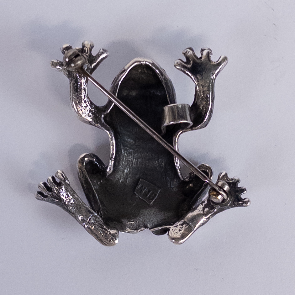 Sterling Silver Vintage Mexican Frog Convertible Brooch