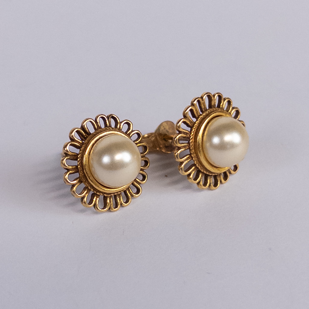 MMA Faux Pearl Sunburst Earrings