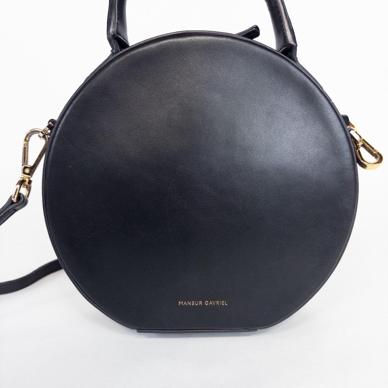 Mansur Gavriel Black Leather Round Crossbody Bag