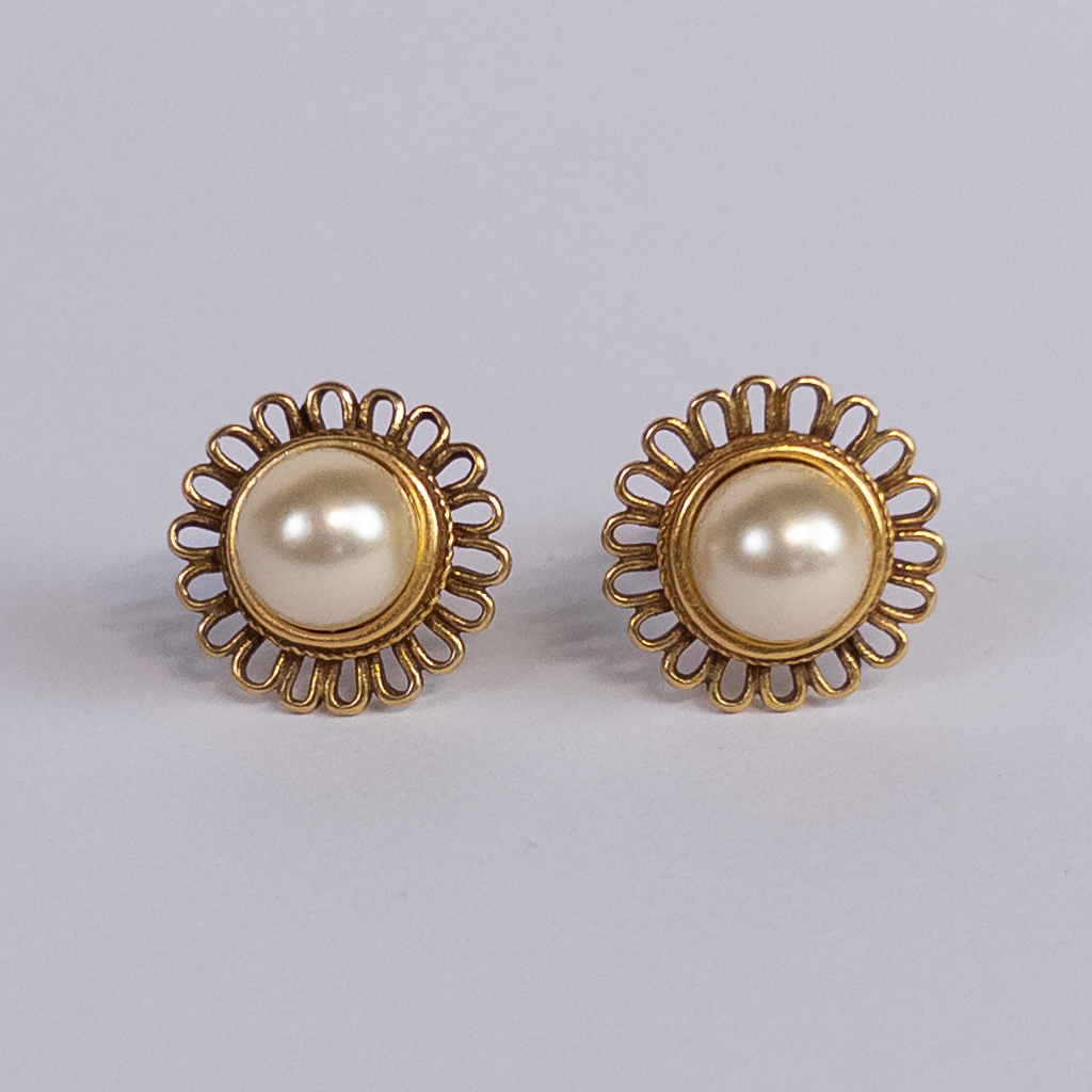 MMA Faux Pearl Sunburst Earrings