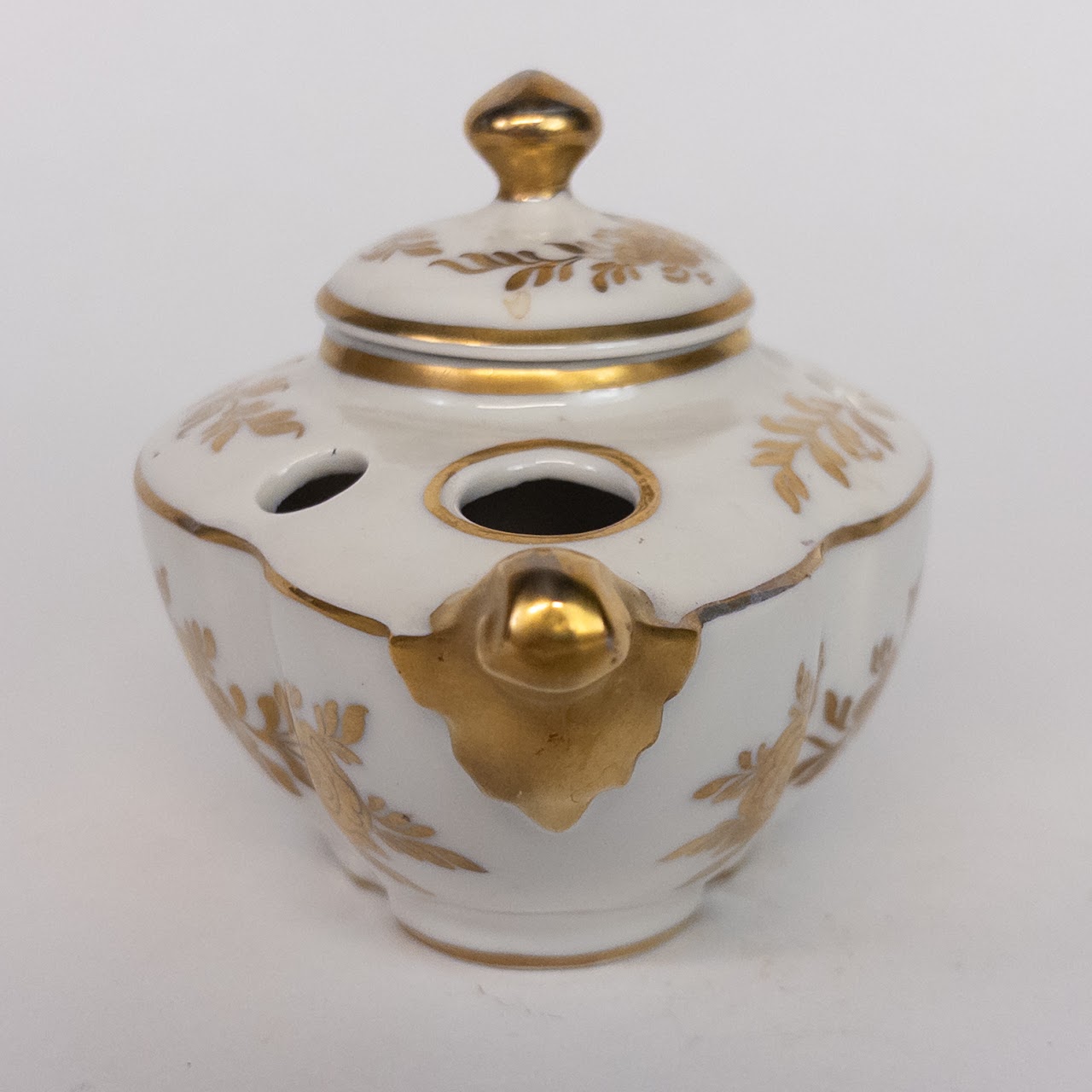 Limoges Hand-Painted Porcelain Inkwell and Pen Holder