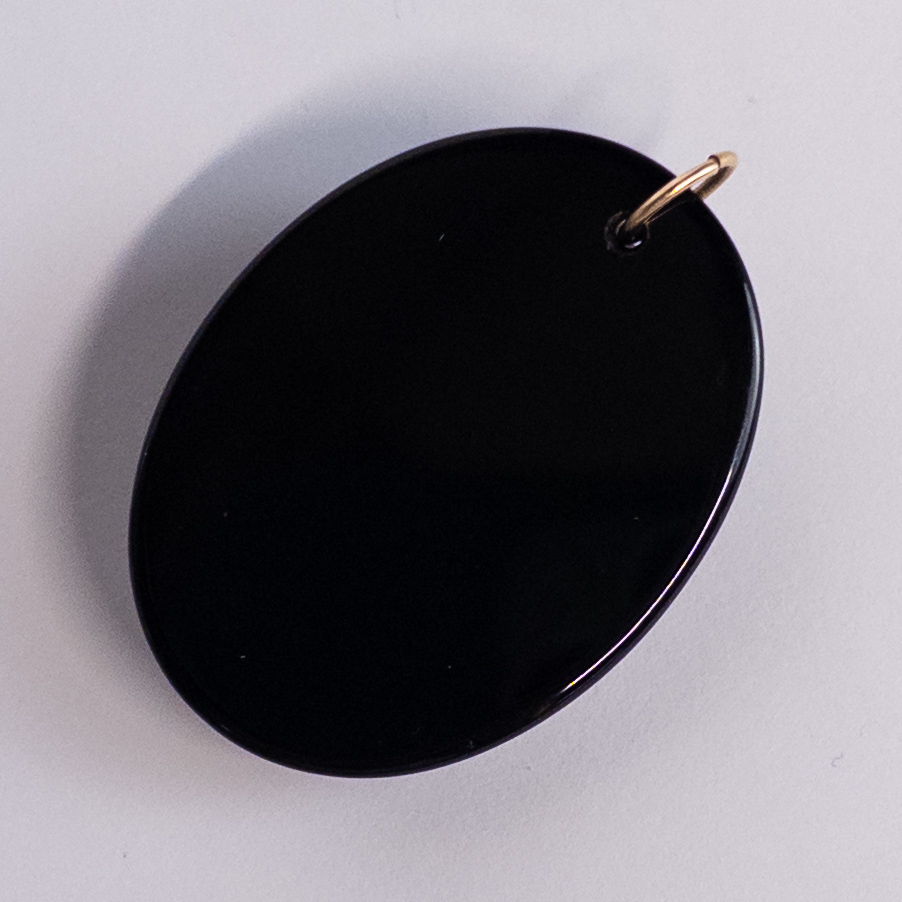 Onyx, Diamond and 14K Gold Stellate Cabochon Pendant