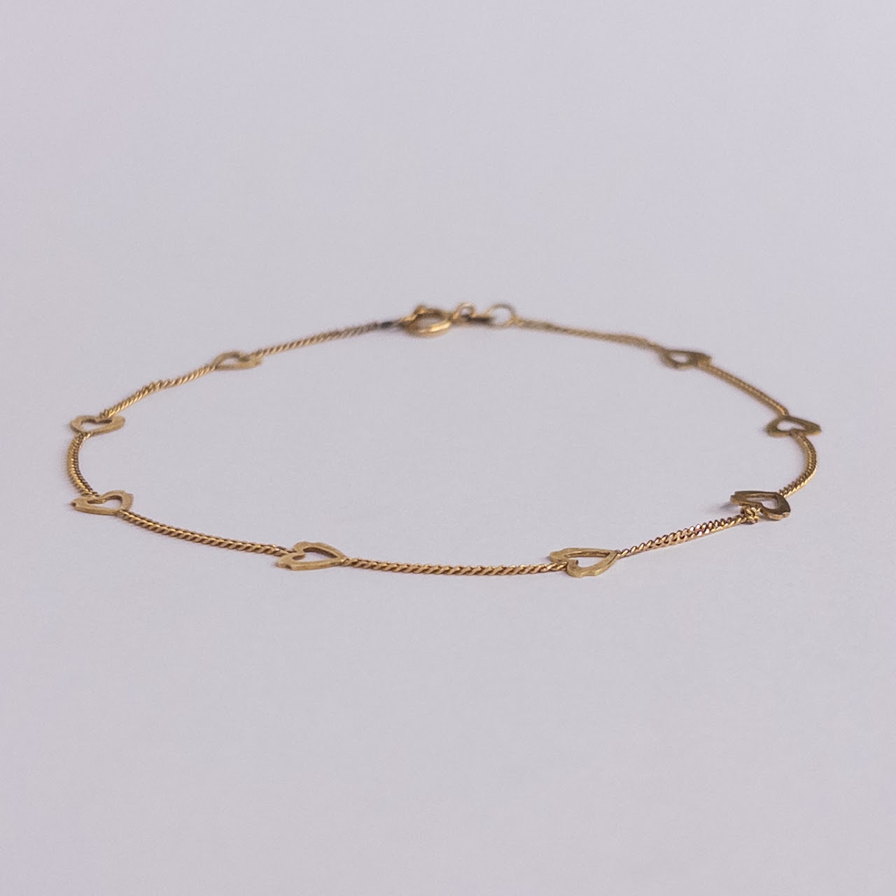 14K Gold Heart Station Bracelet