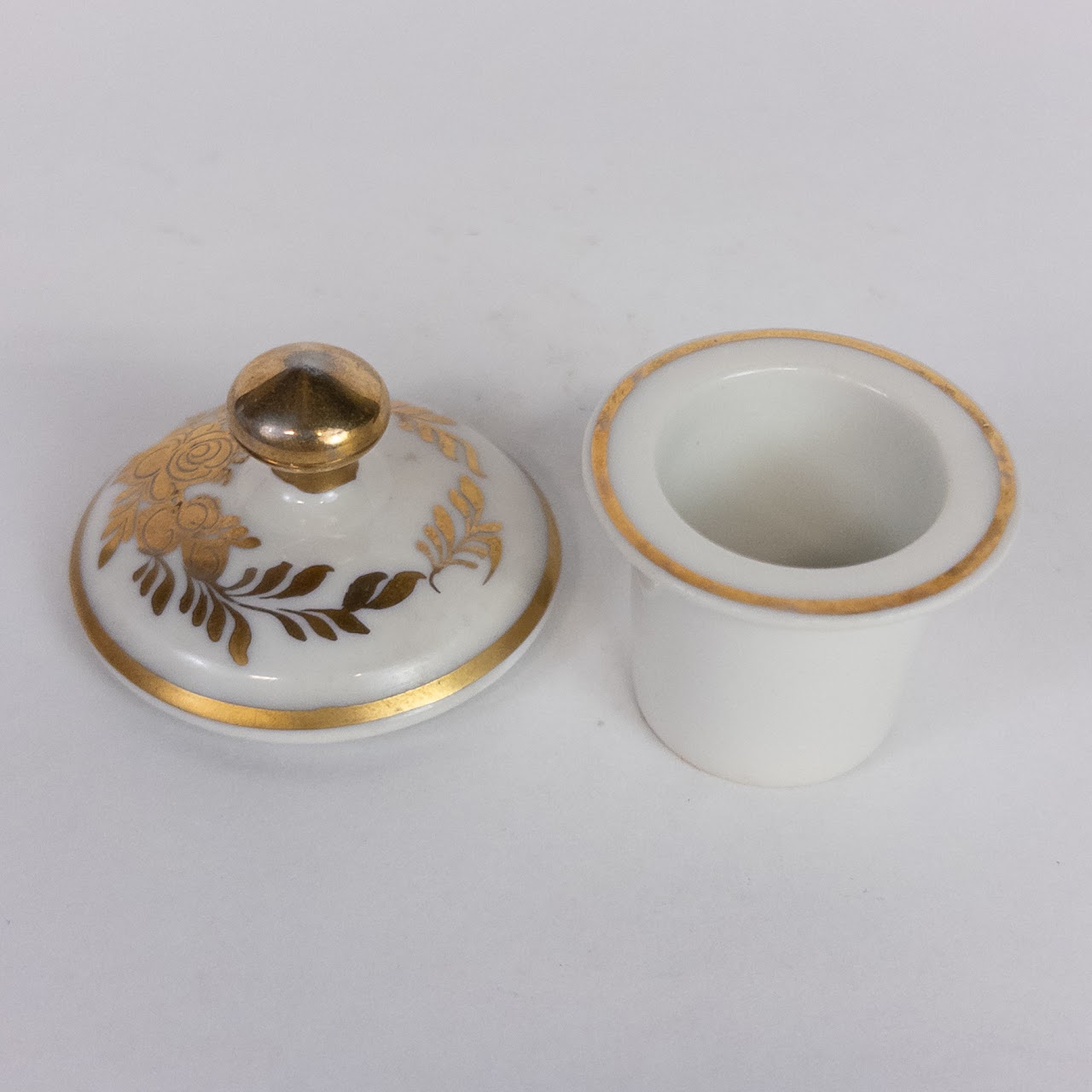 Limoges Hand-Painted Porcelain Inkwell and Pen Holder