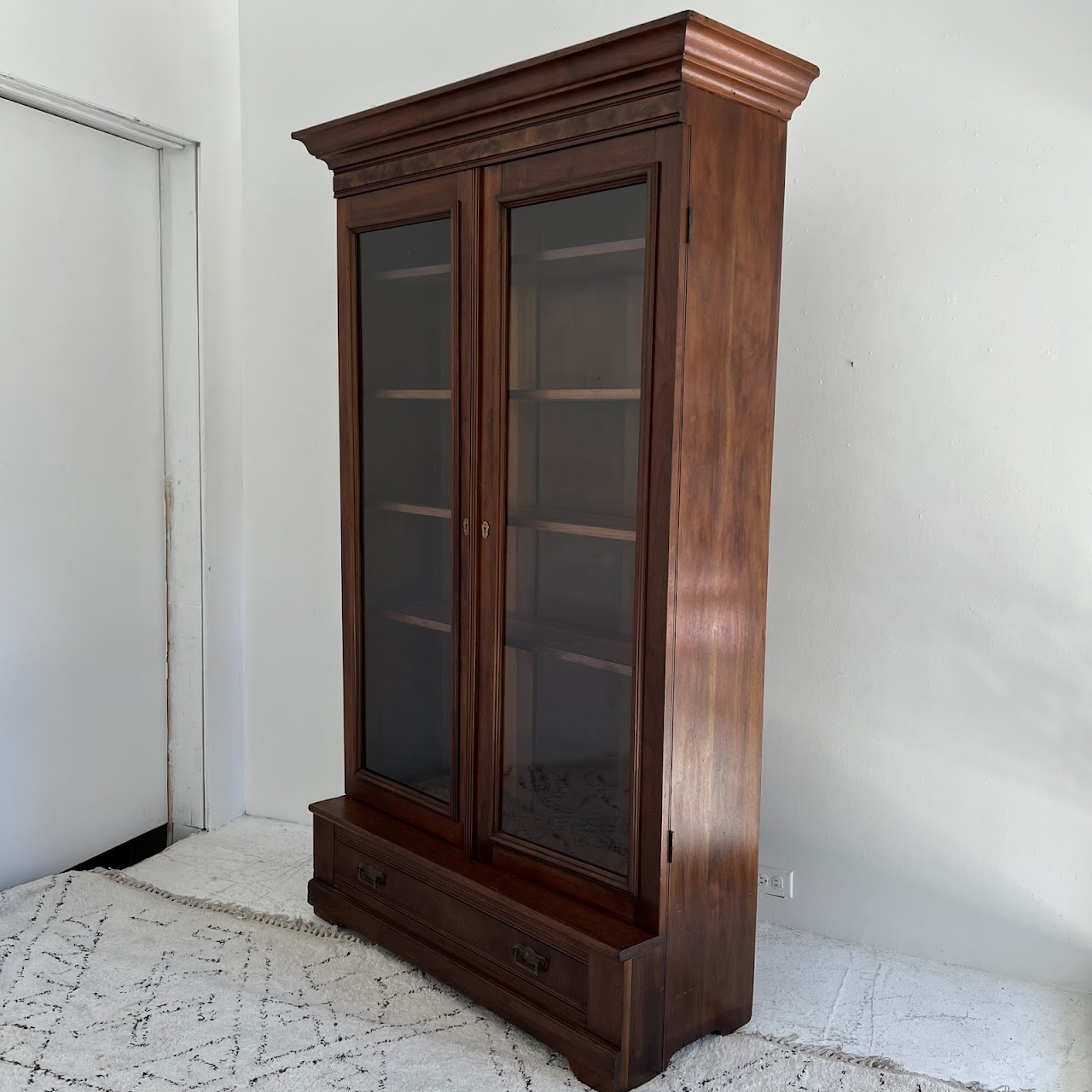 Eastlake Victorian Glass Front Bookcase