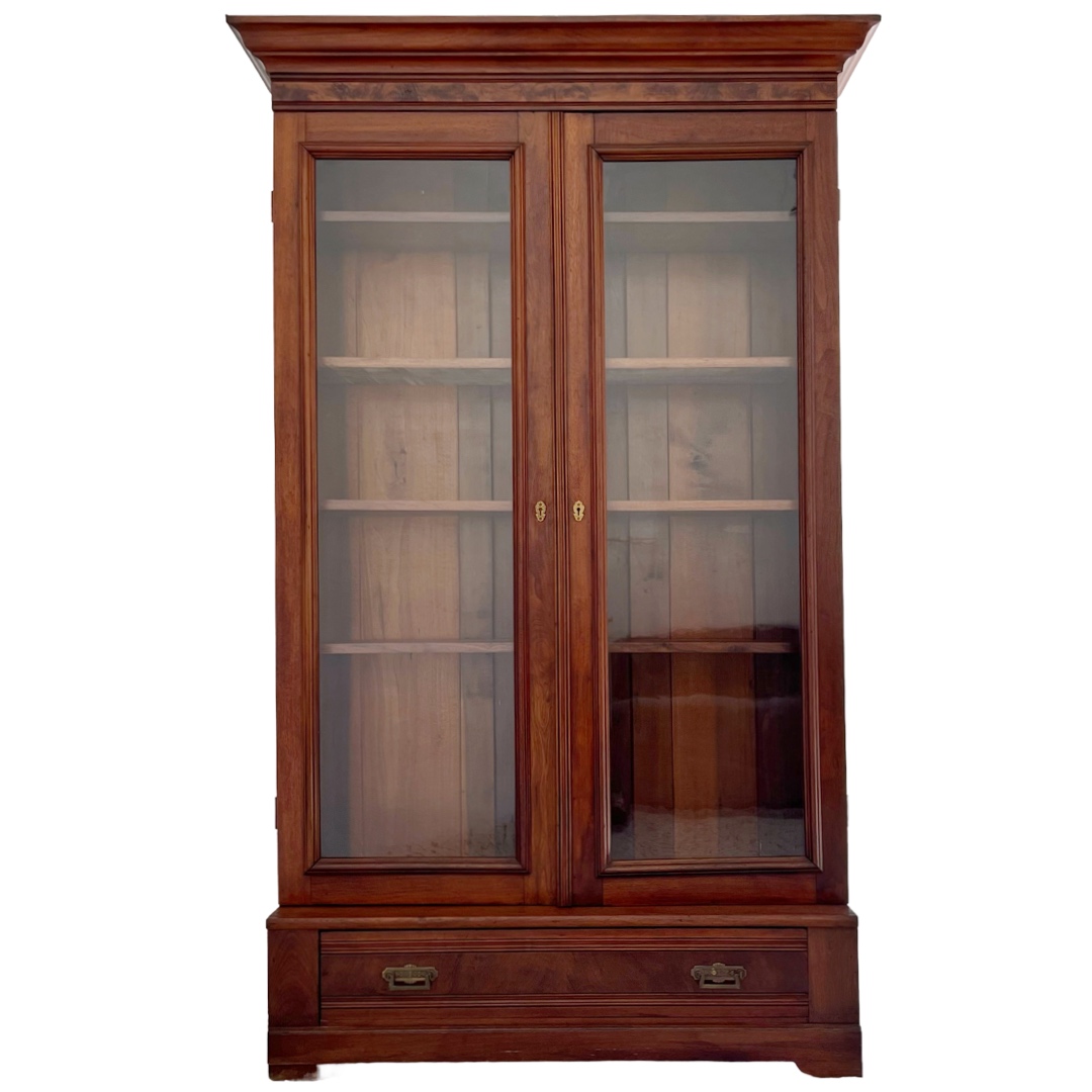 Eastlake Victorian Glass Front Bookcase