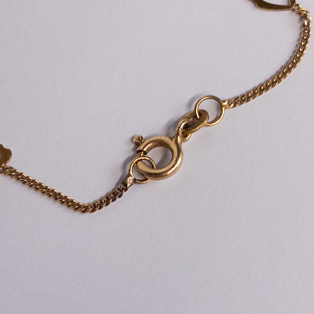 14K Gold Heart Station Bracelet