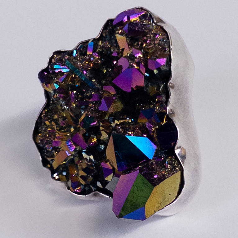 Charles Albert Sterling SIlver and Titanium Plated Quartz Statement Ring