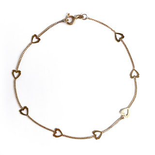 14K Gold Heart Station Bracelet