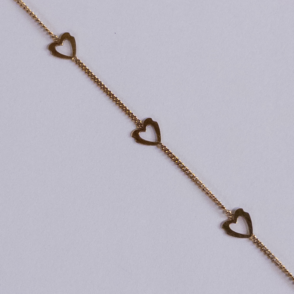 14K Gold Heart Station Bracelet