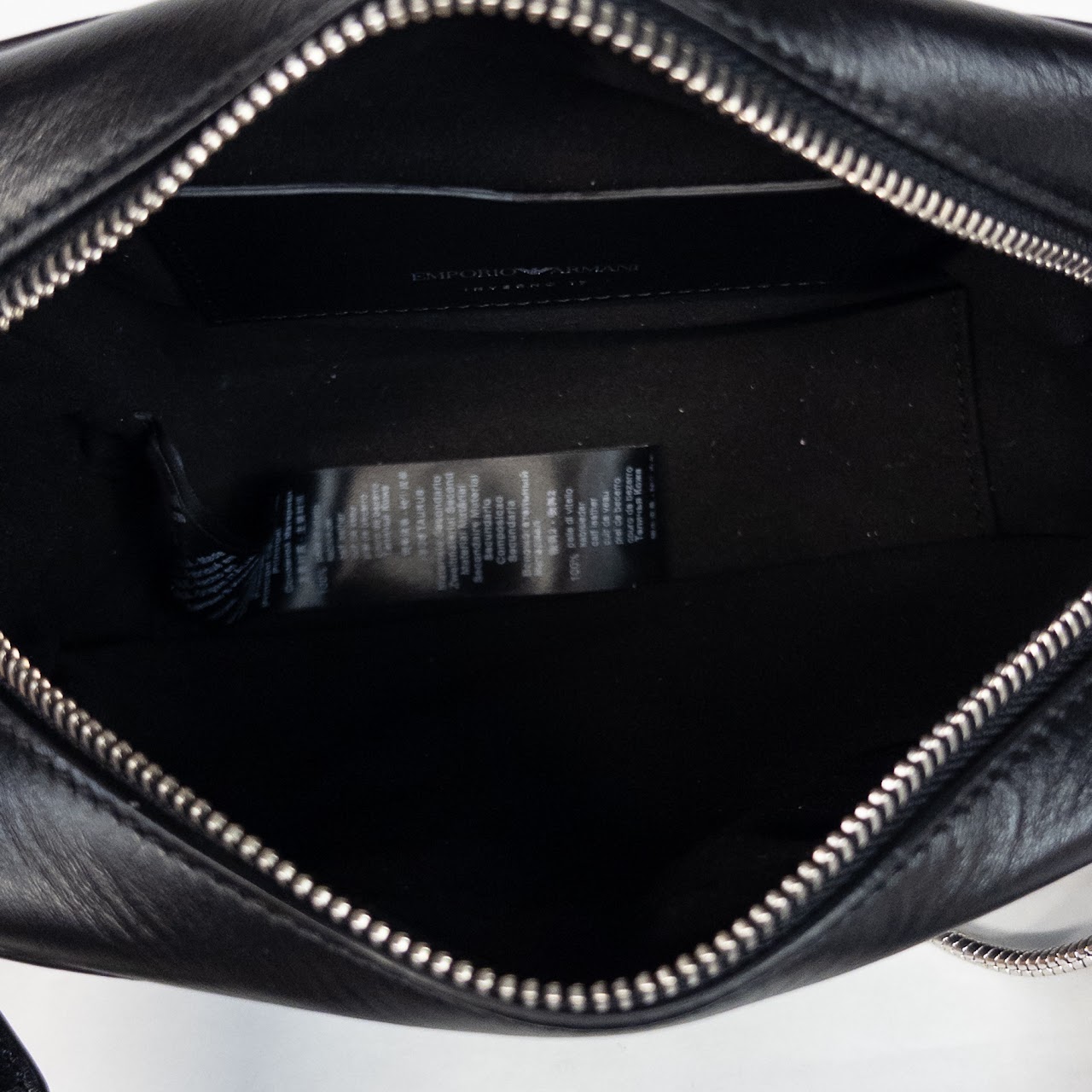 Emporio Armani Black Leather Camera Bag