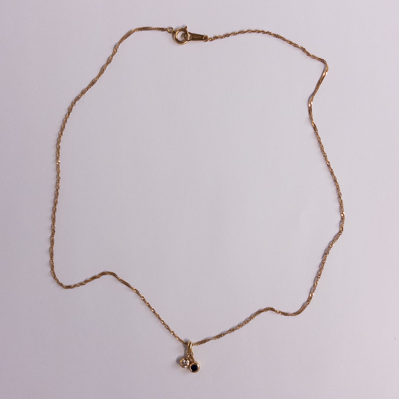 14K Gold, Sapphire and Diamond Pendant Necklace