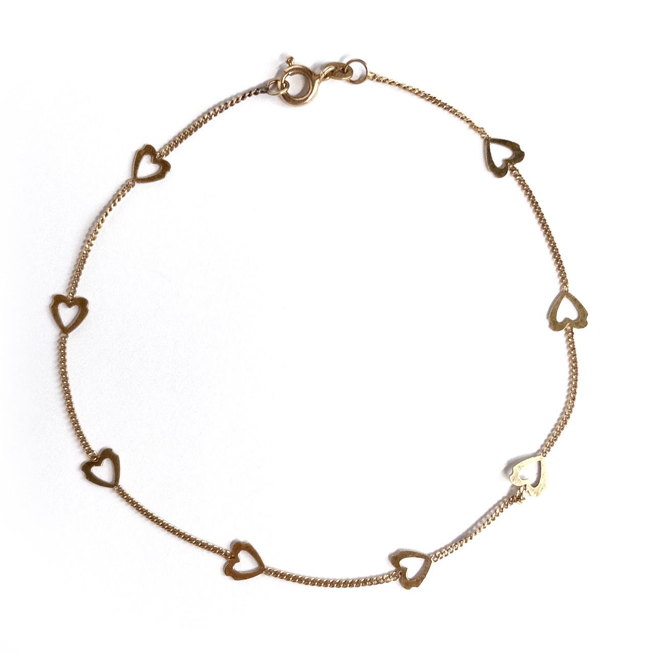 14K Gold Heart Station Bracelet