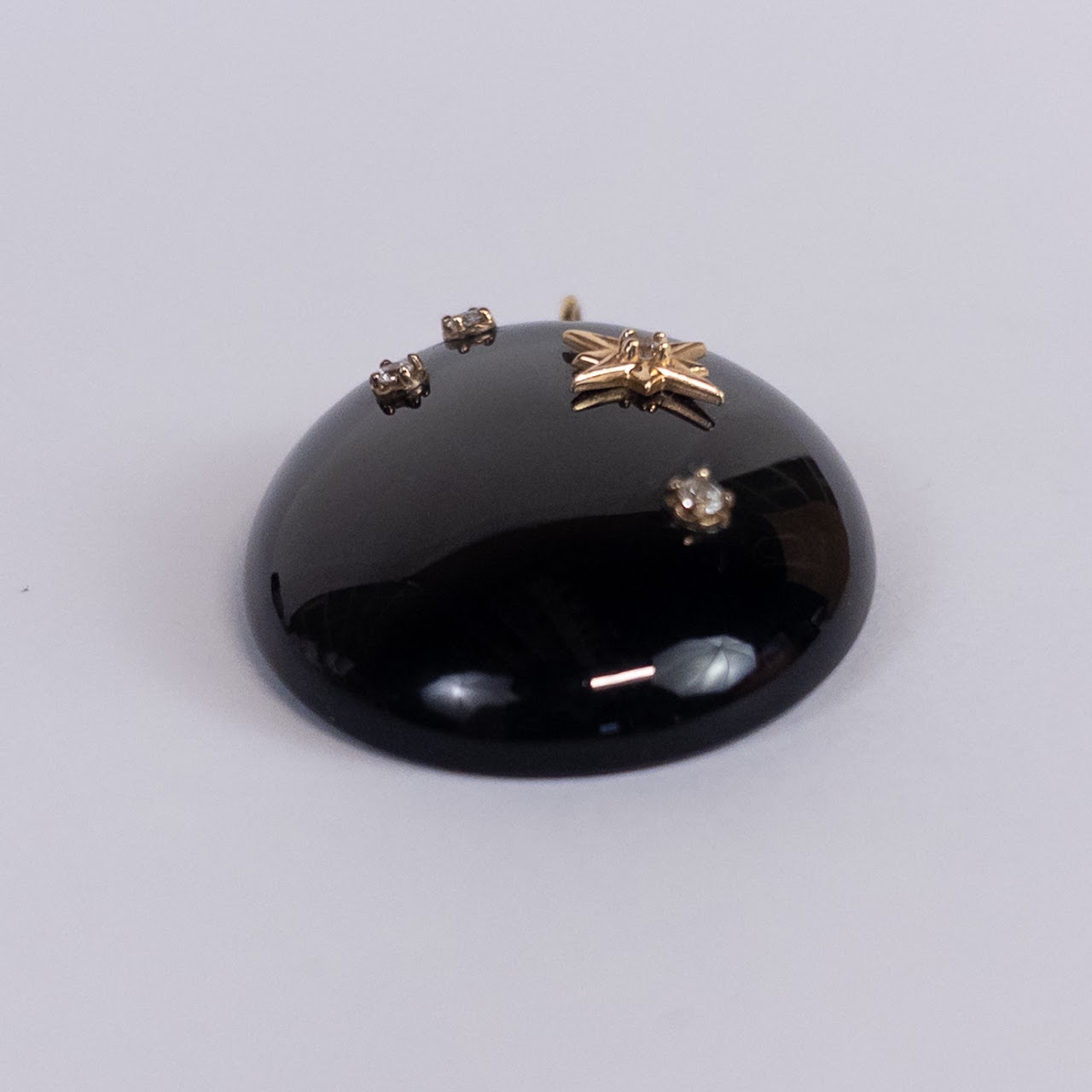 Onyx, Diamond and 14K Gold Stellate Cabochon Pendant