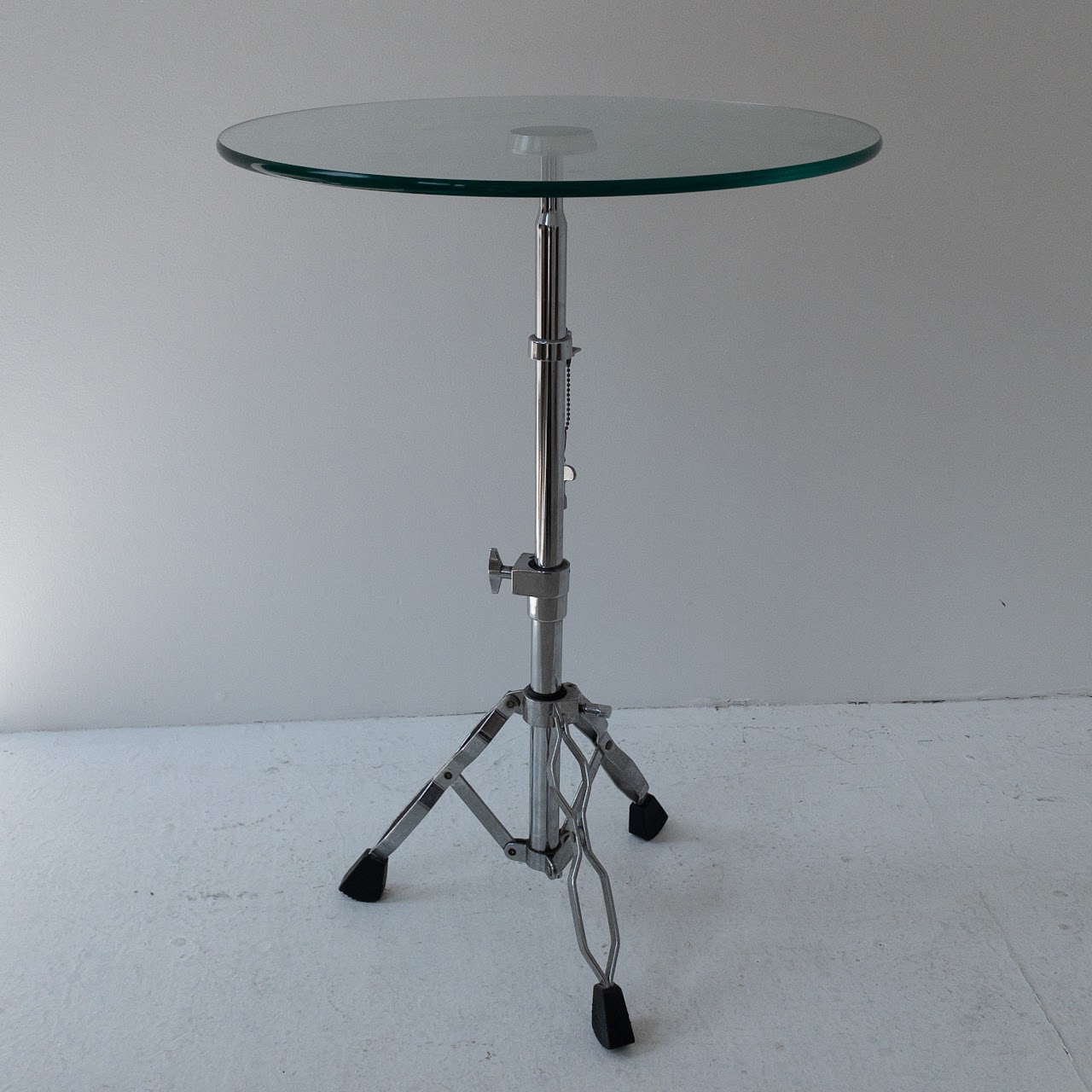 Glass Top Aluminum Drum Stand Table