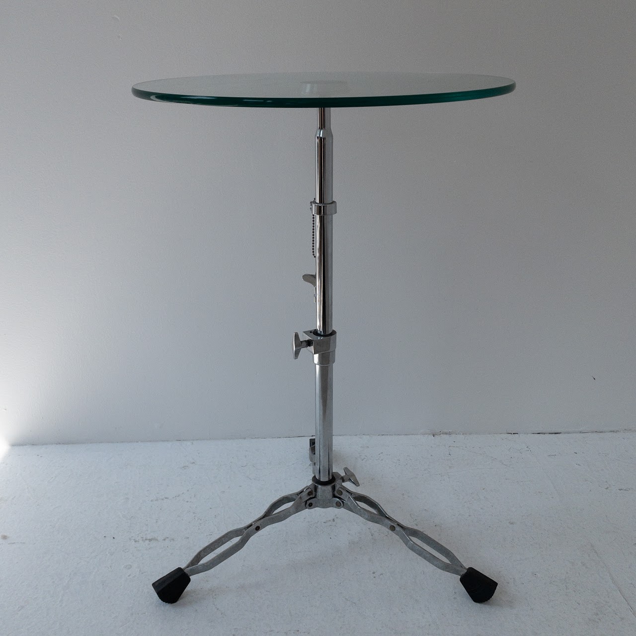 Glass Top Aluminum Drum Stand Table