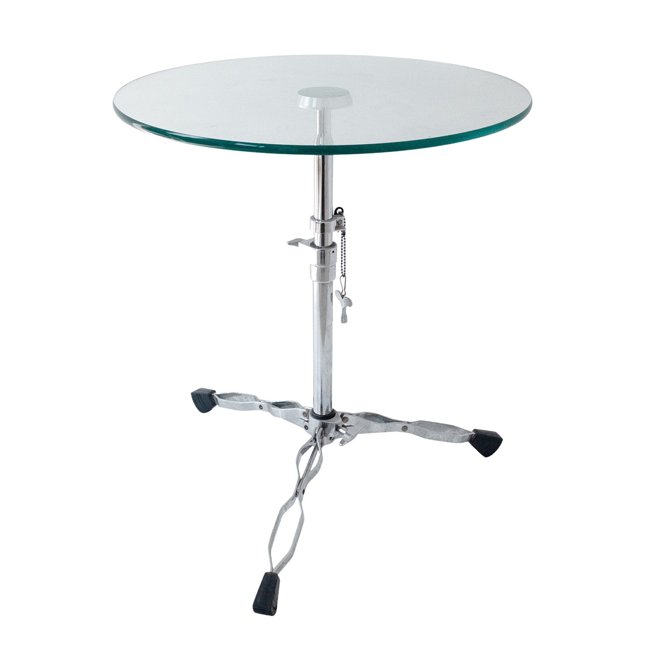 Glass Top Aluminum Drum Stand Table