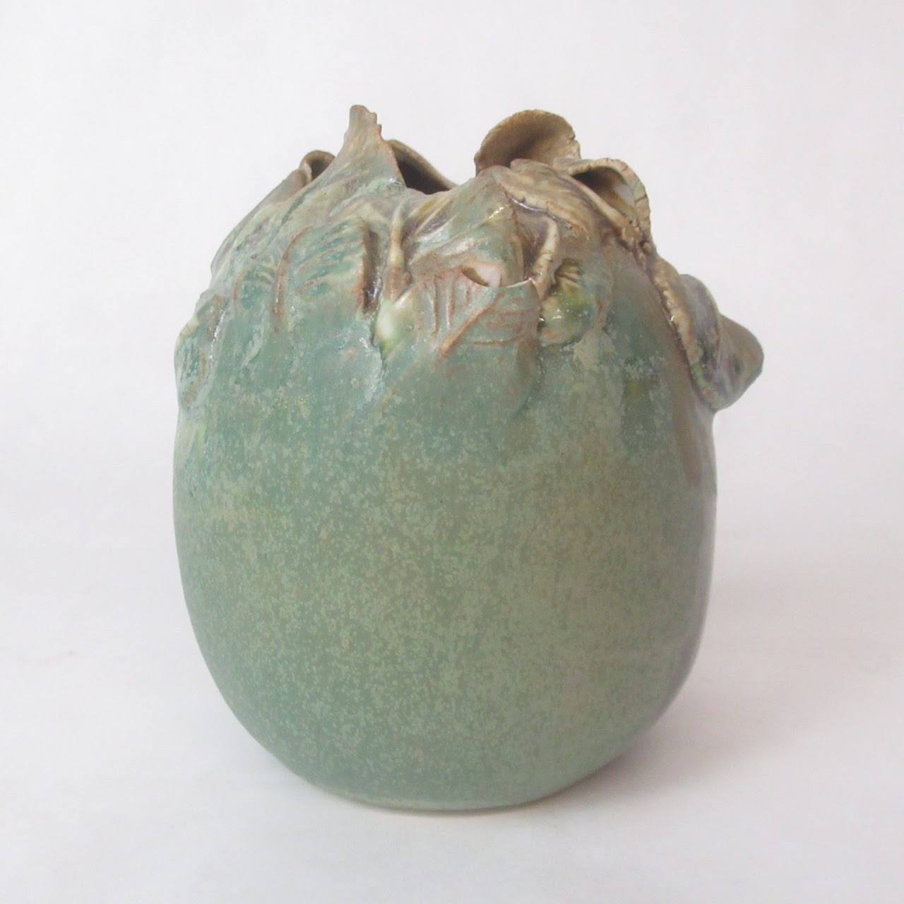 Folded Leaf Motif Pottery Vase