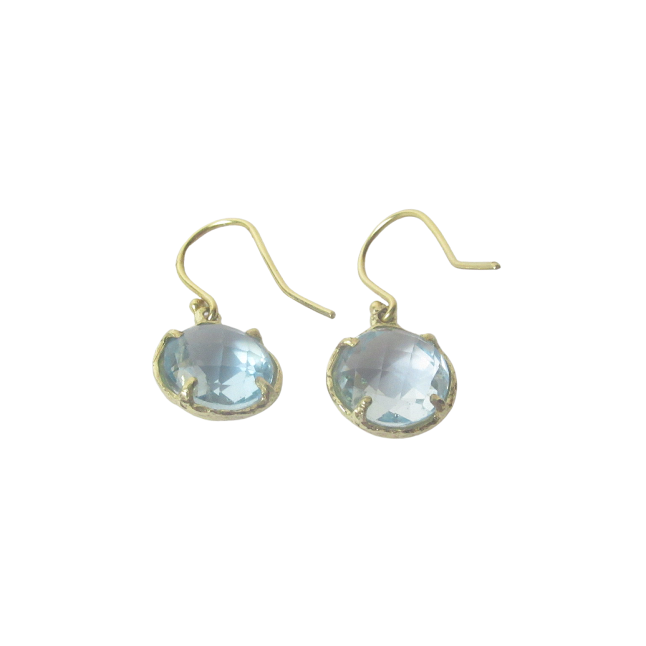 18K Gold Blue Stone Drop Earrings