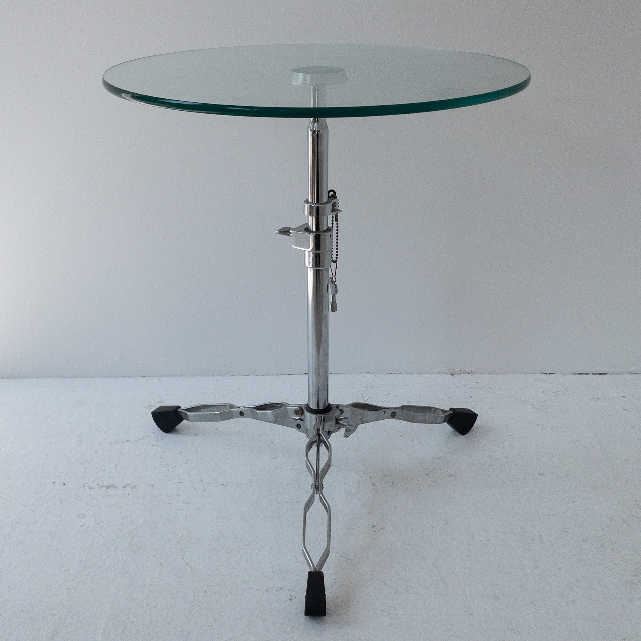 Glass Top Aluminum Drum Stand Table