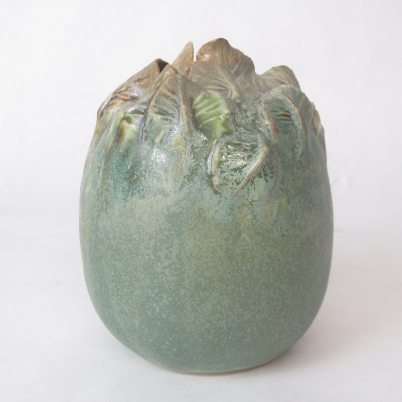 Folded Leaf Motif Pottery Vase