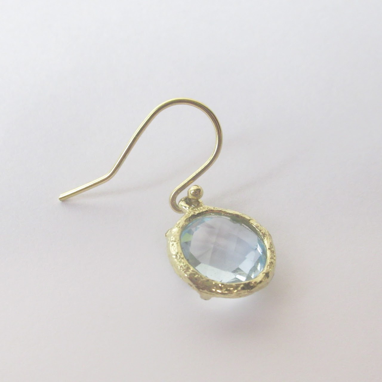 18K Gold Blue Stone Drop Earrings