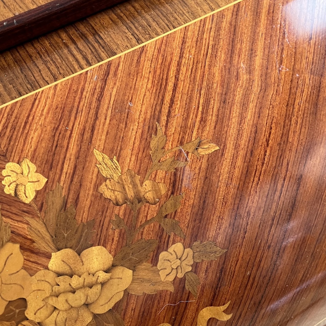 Italianate Marquetry Inlaid Roll-Top Secretaire Desk