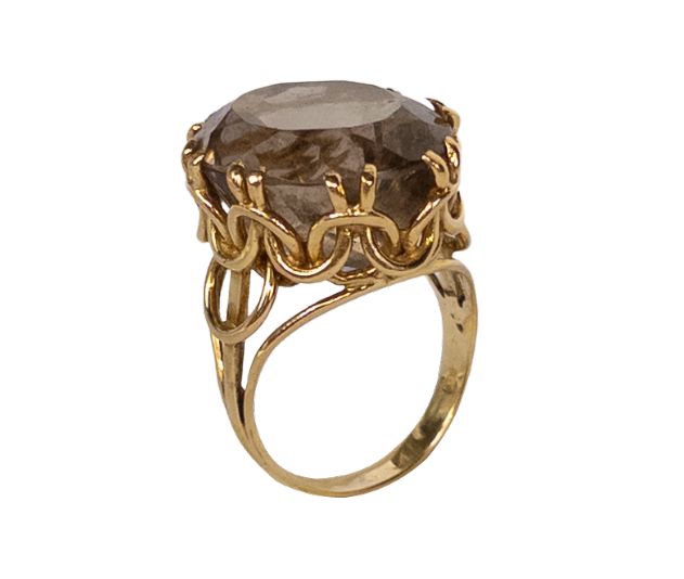 18K Gold and Smoke Quartz Cocktail Ring