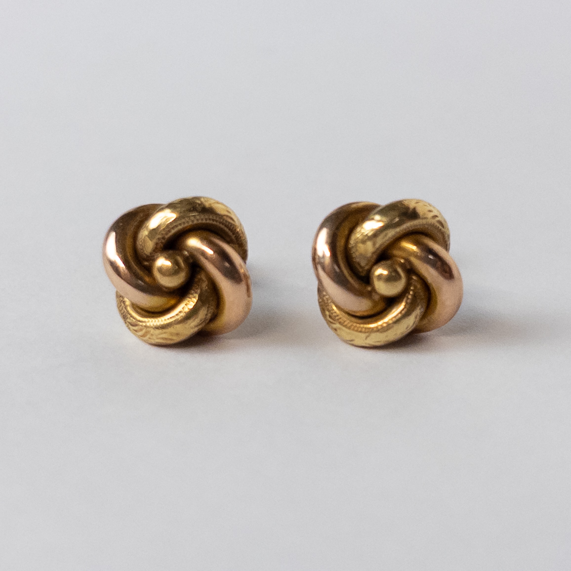 14K Bi-Color Gold Knot Earrings