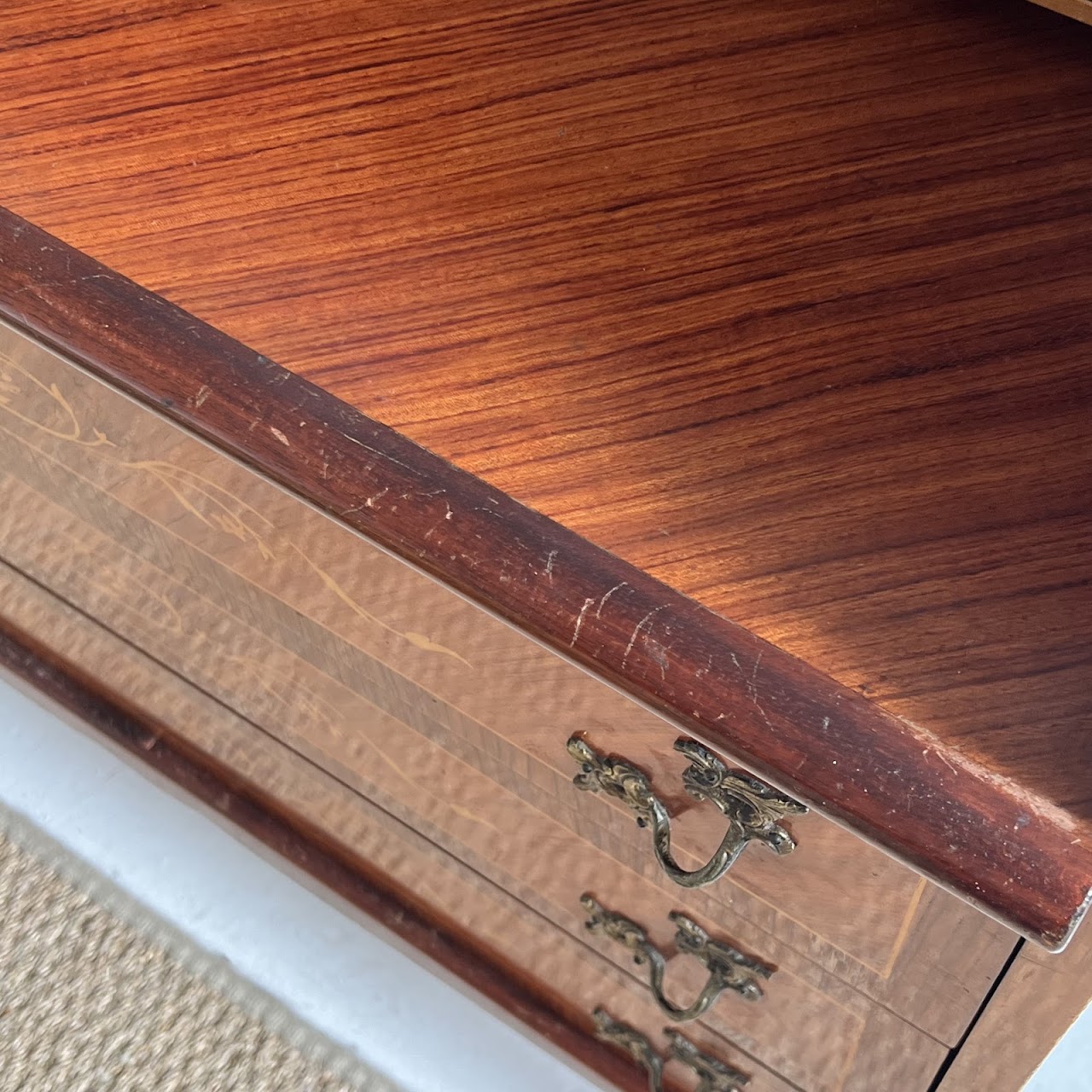 Italianate Marquetry Inlaid Roll-Top Secretaire Desk