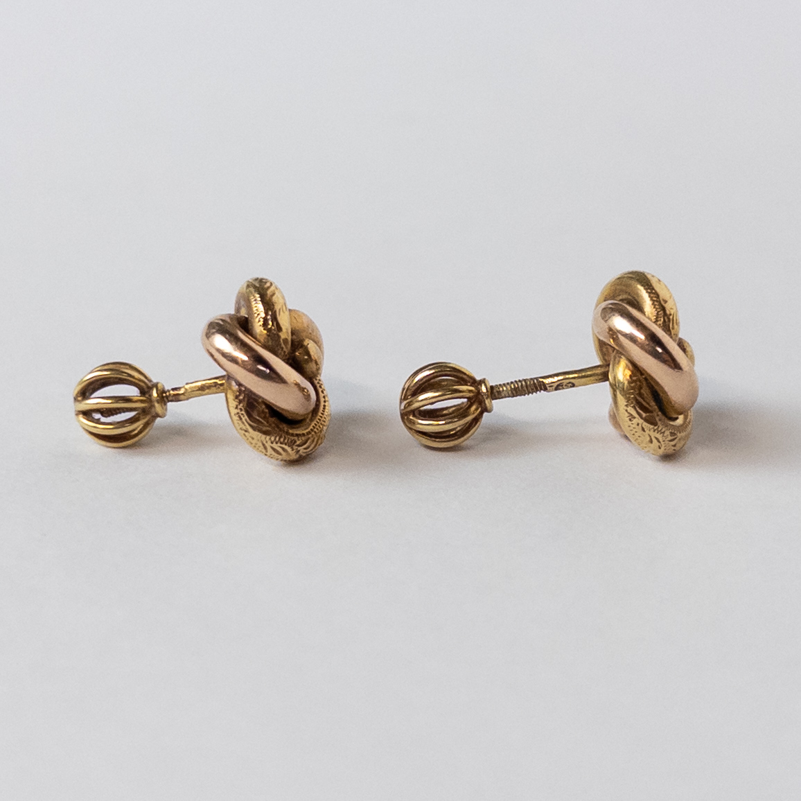 14K Bi-Color Gold Knot Earrings