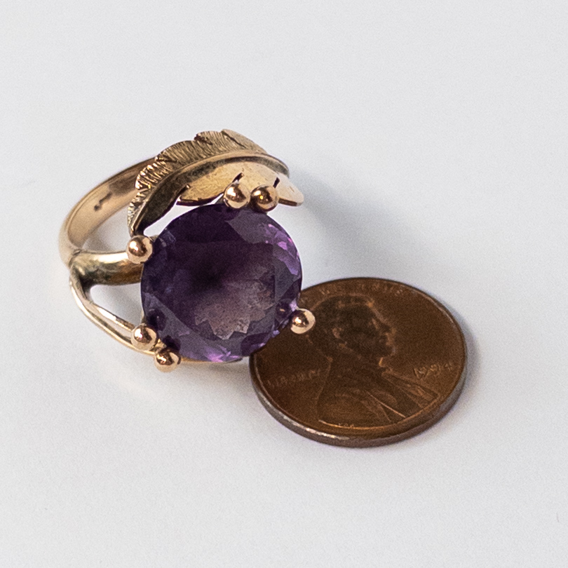 14K Gold and Amethyst Foliate Cocktail Ring