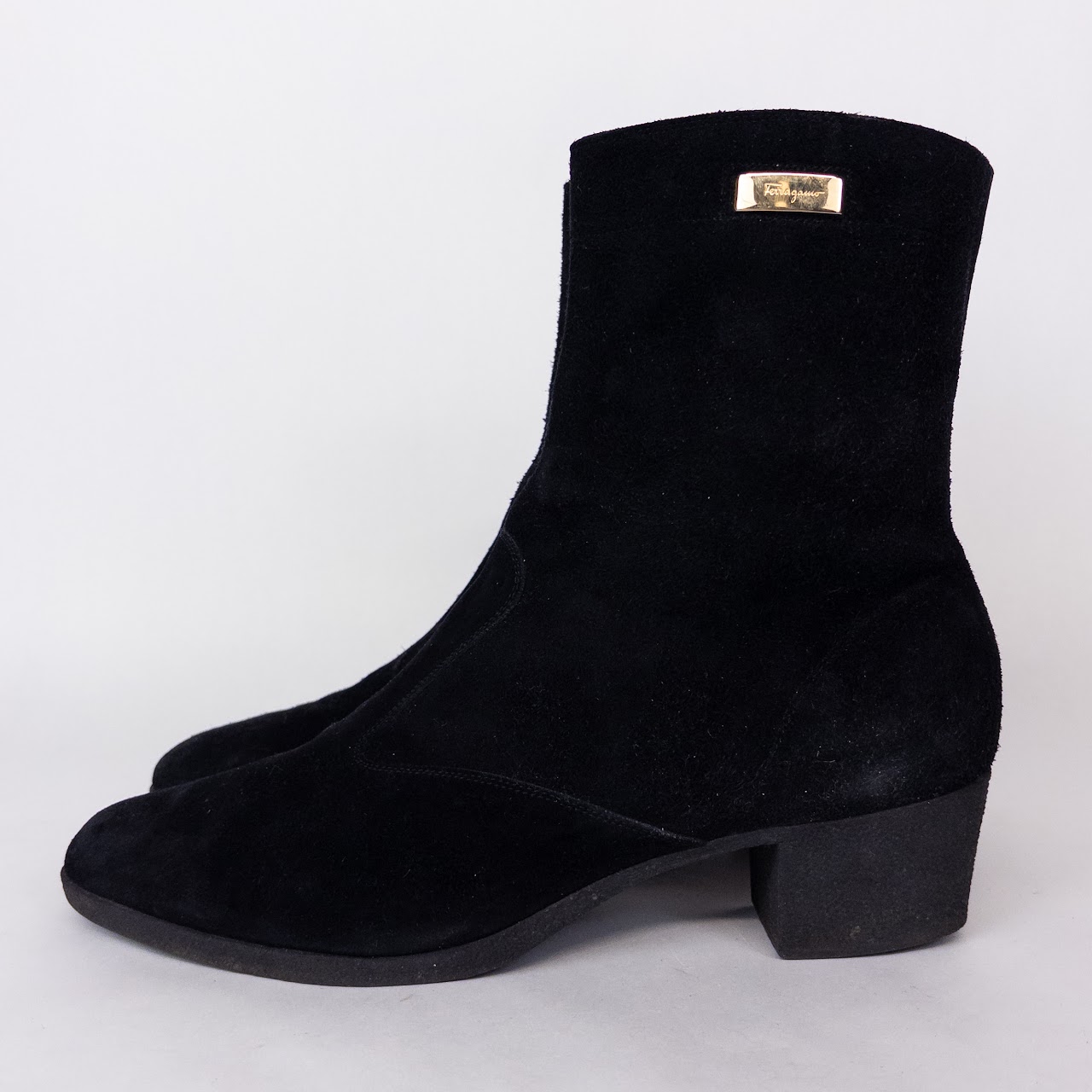 Salvatore Ferragamo Black Suede Ankle Boots