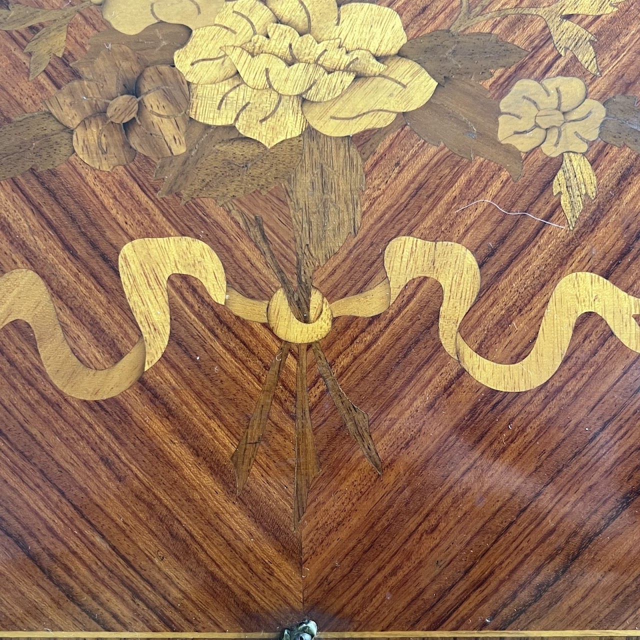 Italianate Marquetry Inlaid Roll-Top Secretaire Desk