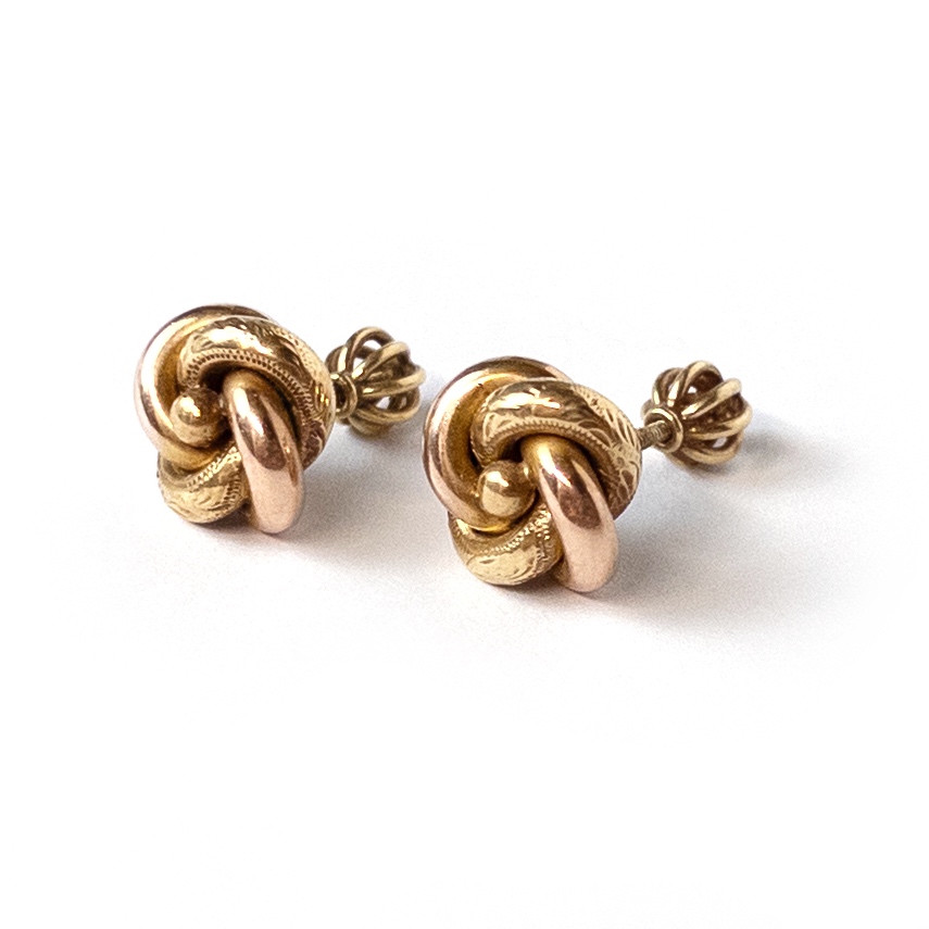 14K Bi-Color Gold Knot Earrings