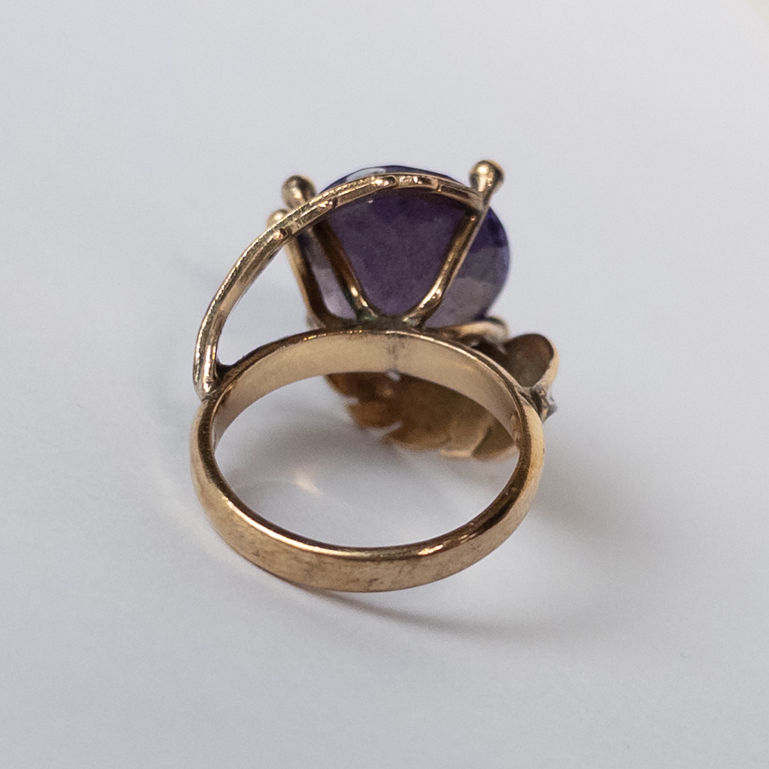 14K Gold and Amethyst Foliate Cocktail Ring