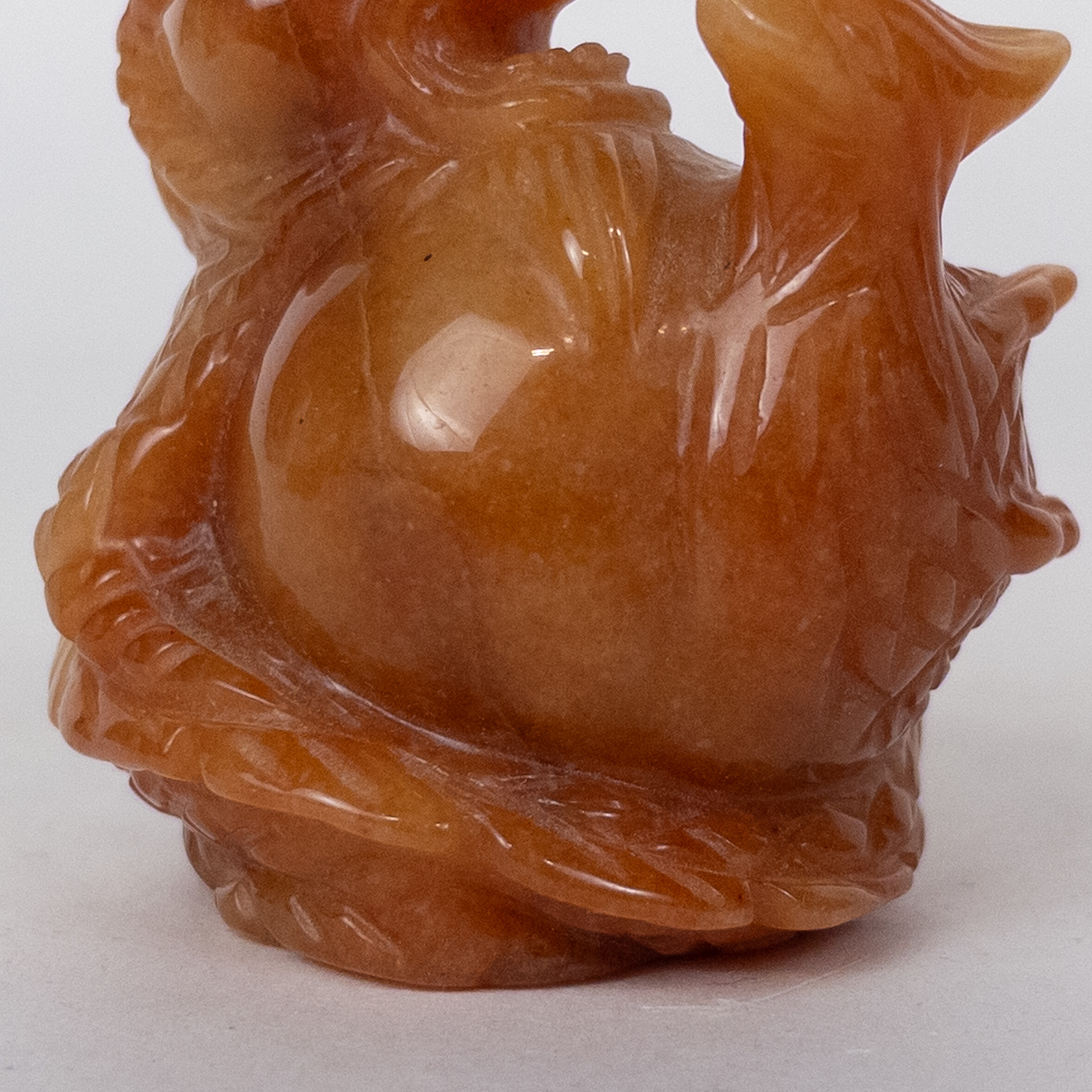 Orange Jade Dragon Carving