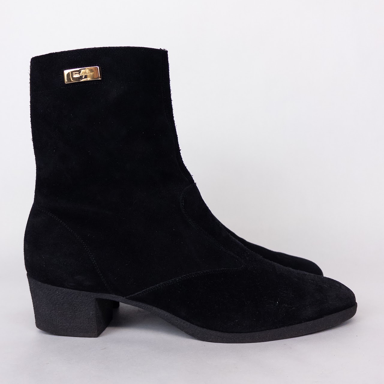 Salvatore Ferragamo Black Suede Ankle Boots