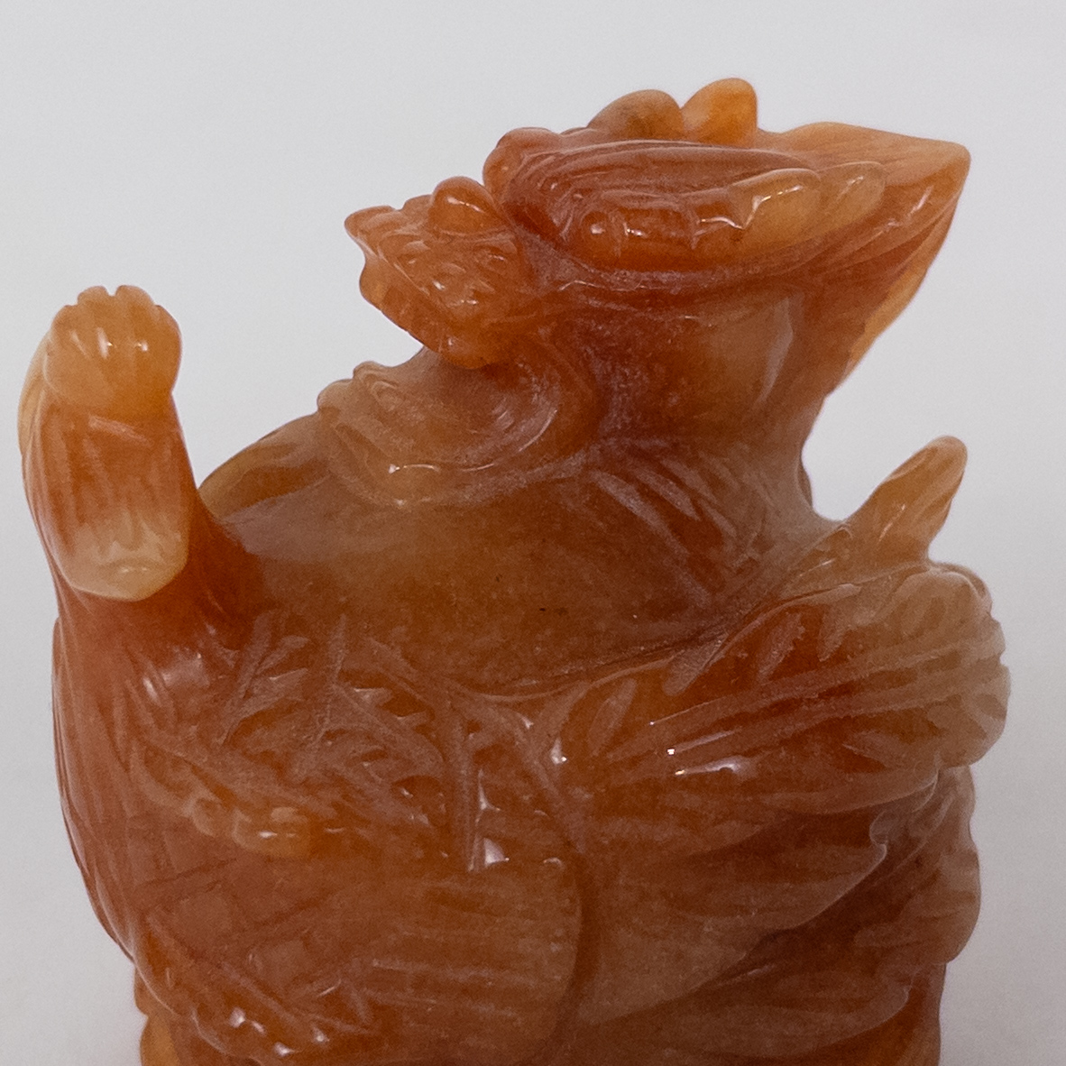 Orange Jade Dragon Carving