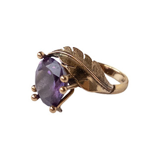 14K Gold and Amethyst Foliate Cocktail Ring