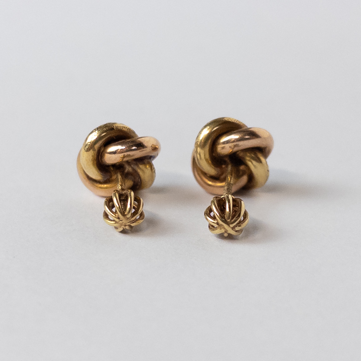 14K Bi-Color Gold Knot Earrings