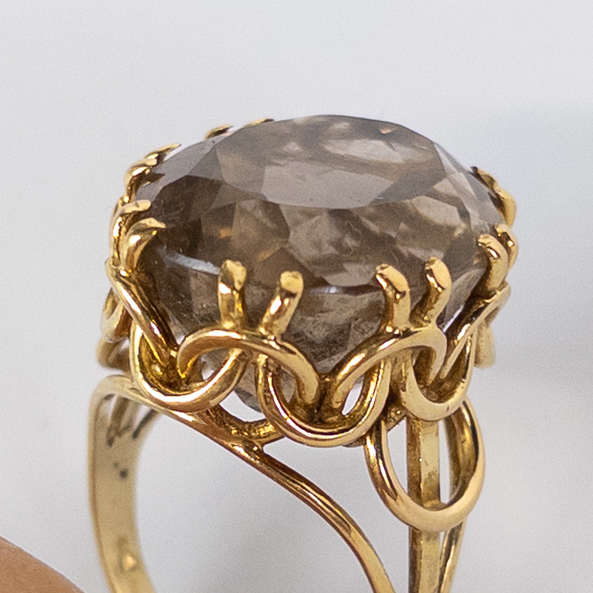 18K Gold and Smoke Quartz Cocktail Ring