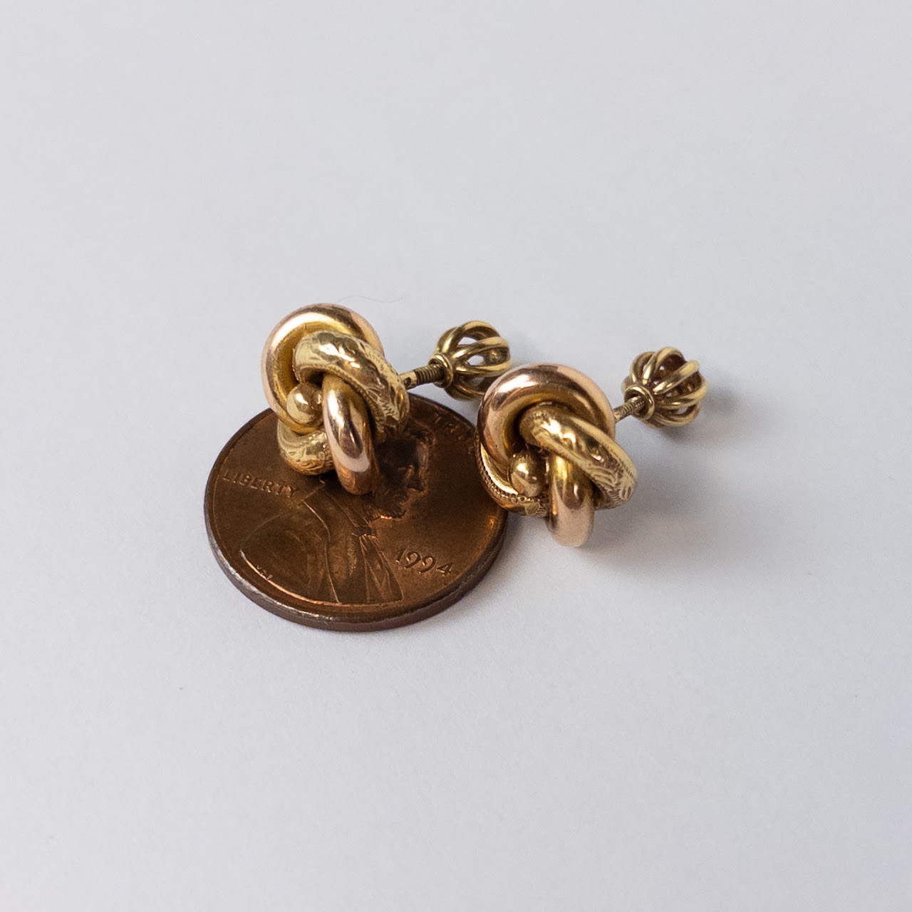 14K Bi-Color Gold Knot Earrings