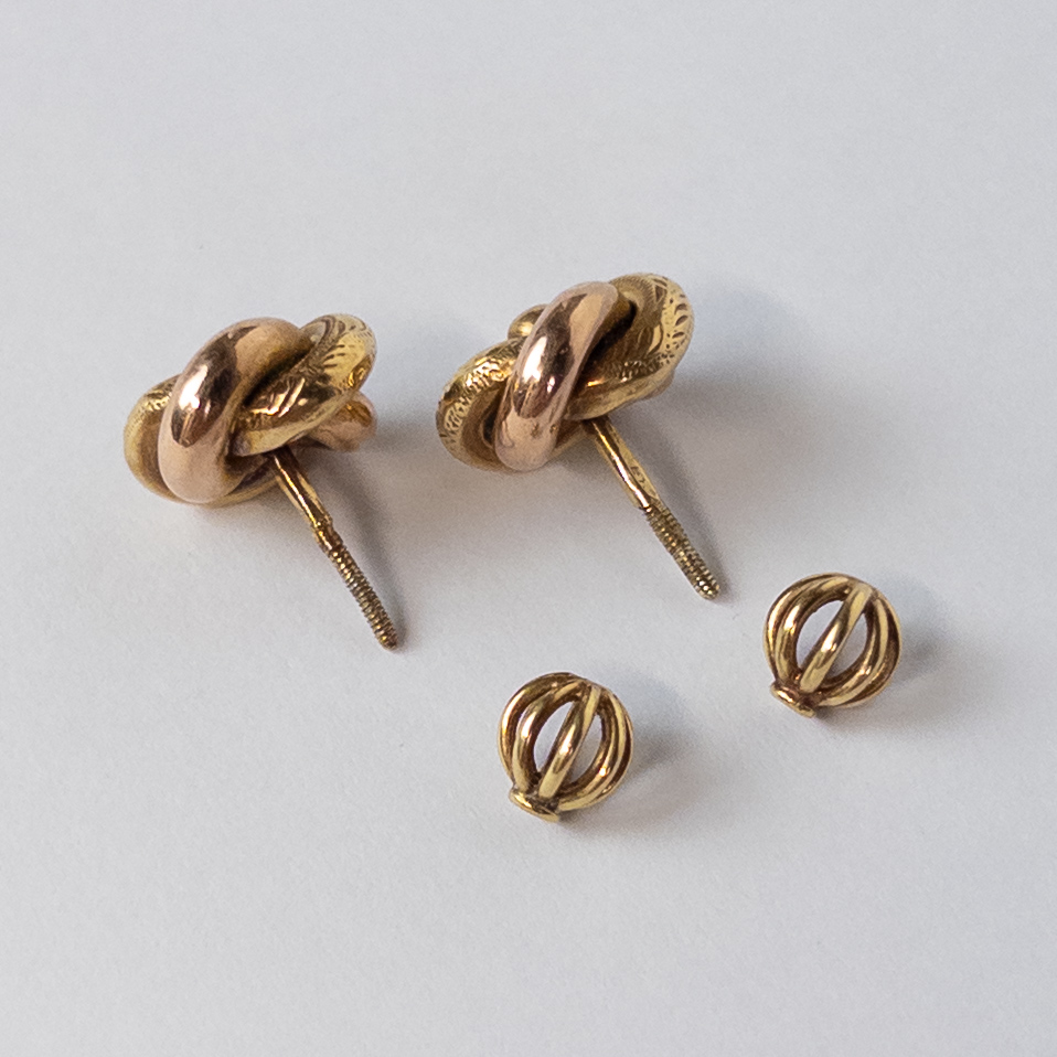 14K Bi-Color Gold Knot Earrings