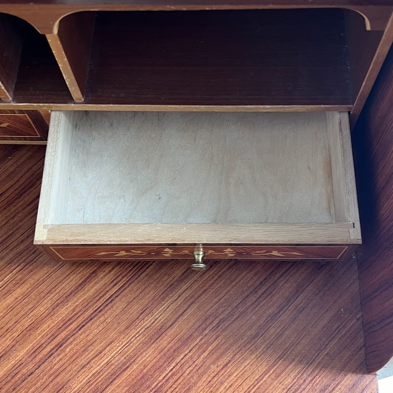 Italianate Marquetry Inlaid Roll-Top Secretaire Desk