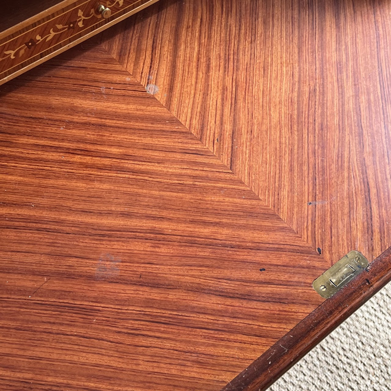 Italianate Marquetry Inlaid Roll-Top Secretaire Desk